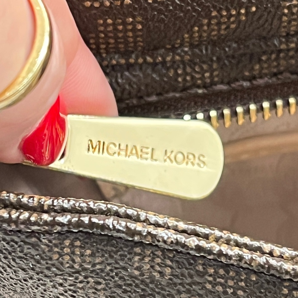Michael Kors Dark Brown Monogram Shoulder Bag - Picture 6 of 13
